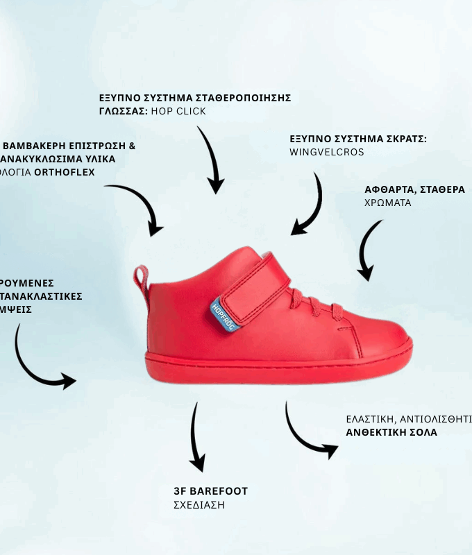 Παιδικά Πούτσια Hightop - Κόκκινα (Μεγέθη 24-32)