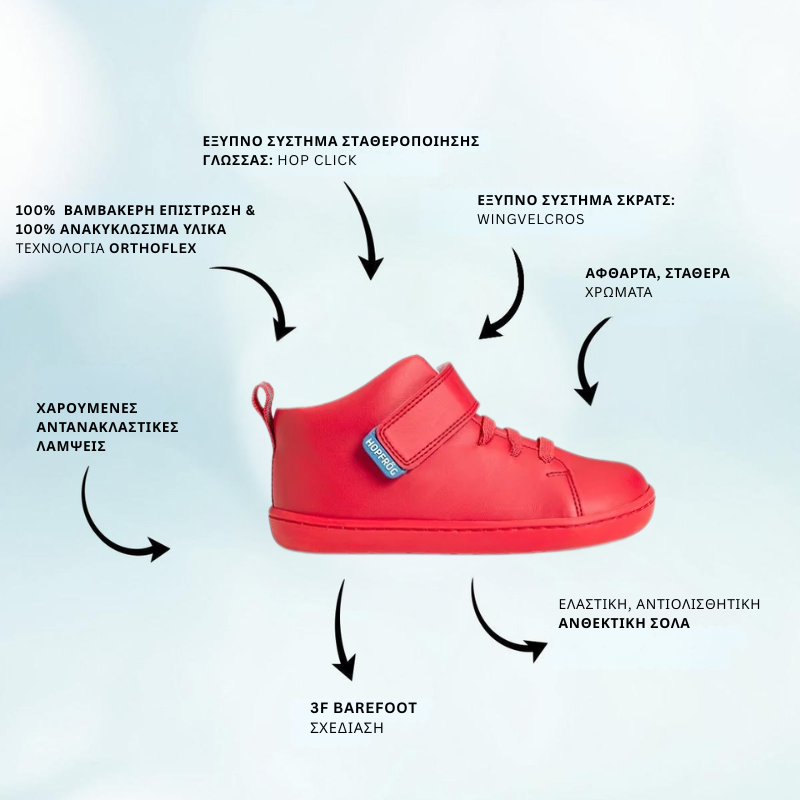 Παιδικά Πούτσια Hightop - Κόκκινα (Μεγέθη 24-32) - Image 2