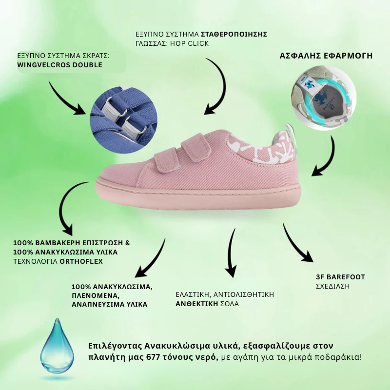 Παιδικά Παπούτσια Recycled Canvas με σκρατς - Ροζ (Μεγέθη 24-32) - Image 2