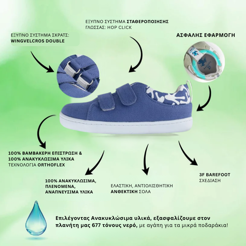 Παιδικά Παπούτσια Recycled Canvas με σκρατς - Μπλε ραφ (Μεγέθη 24-32) - Image 2